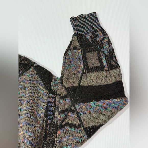 Vintage Mondo di Marco Men's Gray Black Cotton Linen Sweater Size M Italy Cosby - Picture 10 of 12